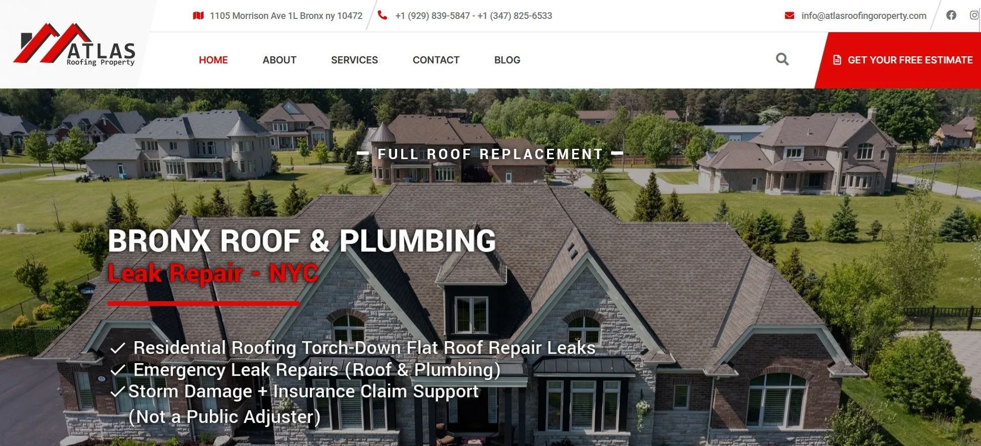 Atlas Roofing NYC - Diseño Web & SEO Local (Estados Unidos)